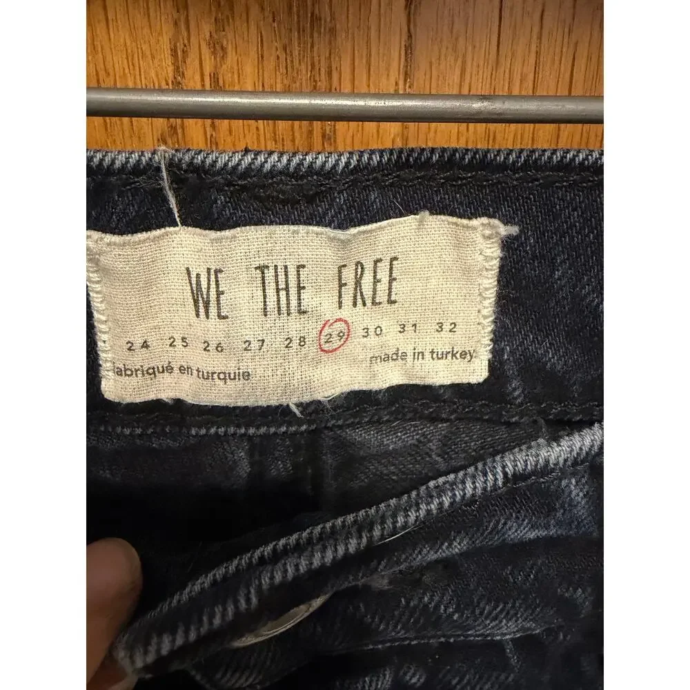 Free People We The Free Button Fly Distressed Jeans Women's 29 Dark Wash Raw Hem